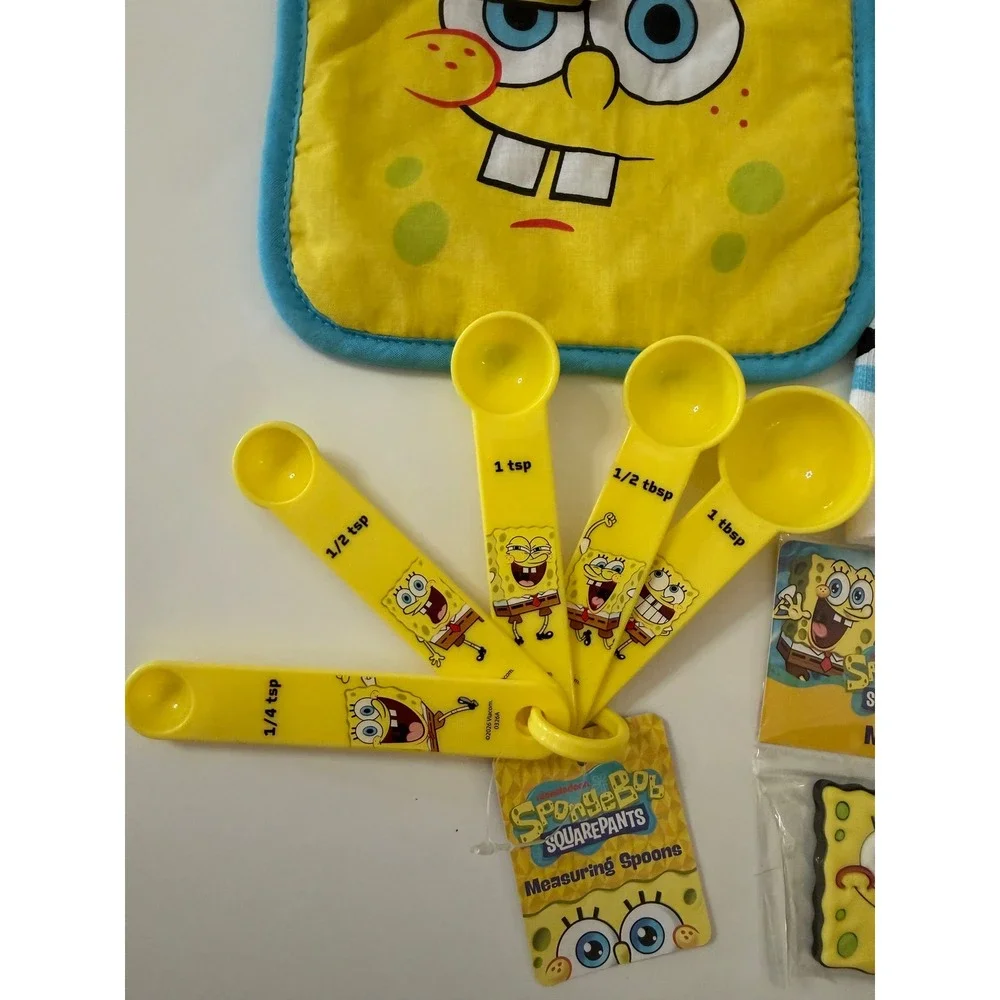 SpongeBob SquarePants Kitchen Set Timer Measuring Spoons Pot Holder Towel 10pc